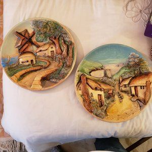 1950's Vintage 3D Chalkware Wall Plaques
